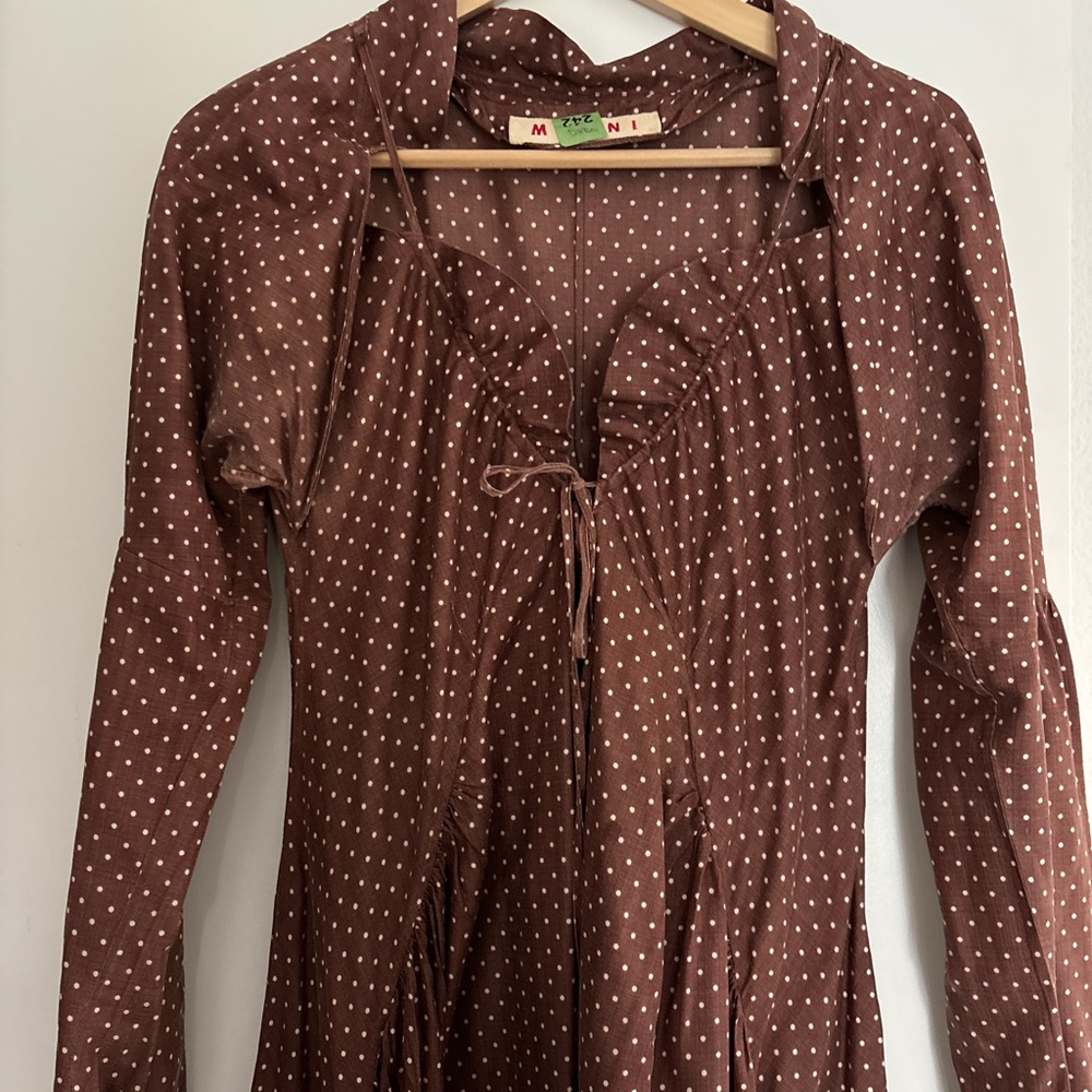 Marni Chocolate Brown Dress with White Dots